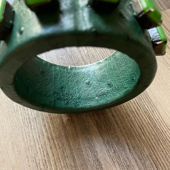 COPY - Authentic Prada Ostrich Crystal Bangle - Picture 3 of 4